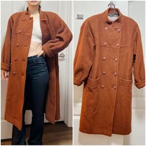 Yves Saint Laurent Brown Vintage Double Breasted Wool Coat M